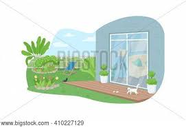 5x7ft cartoon farm wood fence hills red barn barnyard garden custom. House Backyard Patio Vector Photo Free Trial Bigstock