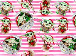 Baby Yoda Star Wars Christmas Watercolor Seamless Pattern Digital Paper Christmas Watercolor Seamless Patterns Star Wars Christmas