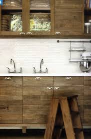 Modern Kitchen With Raw Wood Cabinets White Back Splash Stainless Steel Faucets Wood Kitchen Cabinets Backsplash For White Cabinets Wood Stove Decor