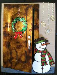 I Did Use The Bronze Shimmer Sheetz For The Door Sizzix Die 658036 And The Green Shimmer Sheetz For T Christmas Crafts Christmas Holiday Cards Glitter Cards