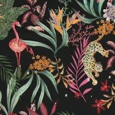 Gewebte Viskose Schwarz Blatter Tiere Stoffe Tiere Stoffe Kaufen