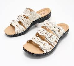 Clarks Collection Leather Slide Sandals - Laurieann Ruby - QVC.com