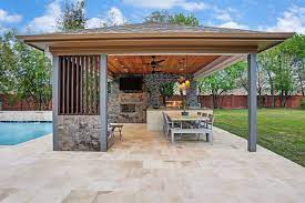 Free Standing Patio Cover Pool House Outdoor Living Outdoor Kitchen Tongue And Groove Ceiling Contemporary Outdoor Fir Patio Design Patio Backyard Design