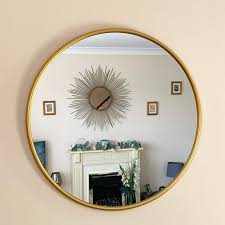 Darthome Ltd Industrial Silver Gold Round Frame Home Bathroom Glass Wall Vanity Mirror Large 50cm X 50cm Gold Buy Online In Botswana At Botswana Desertcart Com Productid 185373690
