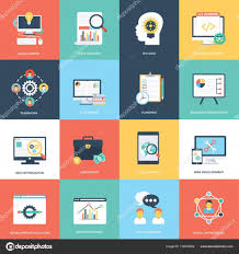 Web Seo Flat Vector Icons Stock Illustration Infographic Website Web Seo Business Presentation