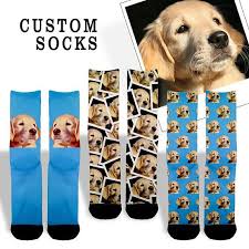 Custom pet face bone paw socks. Get A Custom Pair Of Socks With Your Pet Dog Or Cats Face On It Free Design And Mockups Till You Are 100 Satisfied Custom Socks Personalized Socks Dog Socks