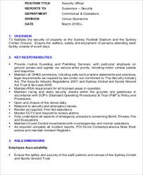 Security officer job description this security officer sample job description can assist in your creating a job application that will attract job candidates who are qualified for the job. Free 9 Sample Security Resume Templates In Ms Word Pdf