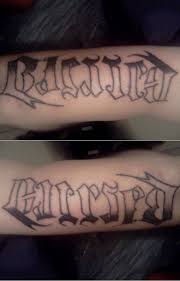 At that point tattoos rely on upon the written work or outlining style of the tattooist, yet now you can pick among assortment of text styles to make your tattoo considerably. Blessed And Cursed Tattoo By Ravesolid13 On Deviantart