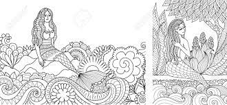 Make a fun coloring book out of family photos wi. Pretty Mermaid Sitting On Stone And Beautiful Ocean Wave For Adult Coloring Book Coloring Pages Colouring Pictures Vector Illustration Royalty Free Cliparts Vectors And Stock Illustration Image 114502621