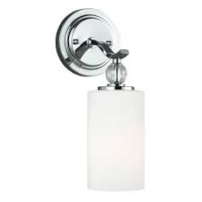 These deals are only available online. Sea Gull Lighting Englehorn 5 In W 1 Light Chrome Wall Bath Sconce With Inside White Painted Etched Glass 4113401 05 The Home Depot Sea Gull Lighting Sconces Bathroom Sconces