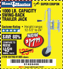 We cut out the middleman and pass the savings to you! Harbor Freight Tools Coupon Database Free Coupons 25 Percent Off Coupons Toolbox Coupons 1000 Lb Capacity Swing Back Trailer Jack