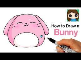 Each step is one elementary action. How To Draw A Cute Bunny Easy Squishy Squooshems Youtube Bunny Drawing Cute Drawings Kawaii Drawings