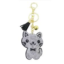 Porte Cles Chat Strass Argente Porte Cle Bijoux De Sac Bijoux Tendance
