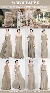 Taupe Fall Wedding Color Ideas With Bridesmaid Dresses 2019 Wedding Weddinginspiration Bridesmai Gaun Pengantin Hijab Pakaian Pesta Gaun Pengiring Pengantin