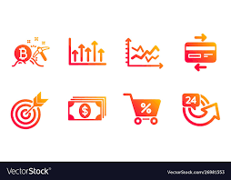 special offer target and growth chart icons set