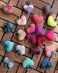 * gold keyring with chain, or a loop of ribbon or cord if making a decoration. Free Knitting Pattern For Little Hearts These Little Hearts Make Cute Keychains Tags Decorations Knitting Machine Patterns Knitting Gift Knitting Patterns