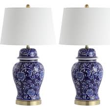 Set of two jameson textured ceramic. Safaviehaharon Navy And White Table Lamp Set Of 2 Dailymail