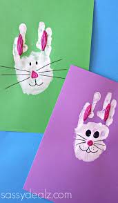 Our wood crafts include shapes of the season for you to paint and transform into your own decor, including wood crosses, bunnies and easter eggs. Bunny Rabbit Handprint Craft For Kids Easter Idea Crafty Morning Easter Kids Easter Preschool Toddler Easter