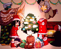 Midoriya Izuku Todoroki Shouto Hagakure Tooru Iida Tenya Tsuyu Asui Mineta Minoru Shoji Mezo My Hero Anime Christmas Hero