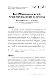 Pdf Tauhid Ahlussunnah Wal Jama Ah Antara Imam Al Asyari Dan Ibn Taymiyyah