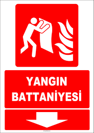 Alevi boğmak için ateşin üzerine yerleştirilen alev almaz teknik tekstil malzemeden oluşur. Iso 7010 Yangin Battaniyesi Asagida Levhasi Tabelasi Etiketi