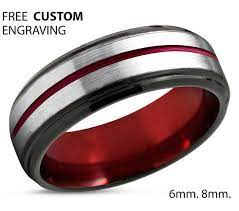 Tungsten Ring Mens Red Black Wedding Band Tungsten Ring Tungsten Carbide 6mm Tungsten Man Yellow Gold Wedding Ring Engagement Rings For Men Wedding Ring Bands