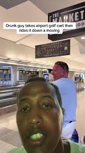 Guy Drives Golf Court Through Airport