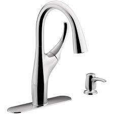 Today's modern kitchen faucets come full of innovative features to make working in the kitchen easier and meet the demands of the heart of the home. Kohler Mazz Single Handle Pull Down Sprayer Kitchen Faucet In Polished Chrome K R72511 Sd Cp The Home Depot