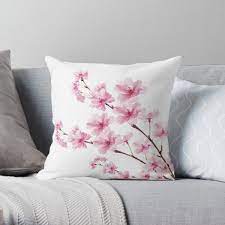 Lovely cherry blossom cat paw pillow down cotton mollusk cushion plush toy creative pillow. Cherry Blossom Transparent Background Throw Pillow By Designenrich Redbubble