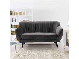 Synonymes de confort et d'élégance, ils dynamisent votre salle de séjour avec style. Canape Scandinave 2 Places En Tissu Velours Gris Pandora Vente De Deco In Paris Conforama