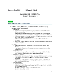 Rangkuman Materi Pkn Kelas 7 Semester 1
