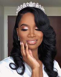 Everything About This Bridal Makeup Is Simple And Classy Congratulations 38 Black Brides Hairstyles Black Bridal Makeup Natural Wedding Hairstyles