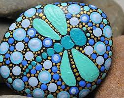 Mandala Rock Art Mandala Dragonfly Stone Painted Rocks Hand Painted Heart Mandala Dot Art Poin Mandala Painted Rocks Rock Painting Art Painted Rocks