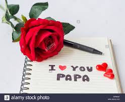 Kaufen sie die edle pepino rose online bei einem der größten rosenzüchter deutschlands qualitätsrosen von dem spezialisten für rosen mit über 100 jahren erfahrung telefonische beratung u.v.m. Vatertag Konzept Ich Liebe Papa Nachricht Schreiben Auf Hinweis Buch Mit Rote Rose Glaser Und Zwei Roten Herzen Auf Weissem Hintergrund Stockfotografie Alamy
