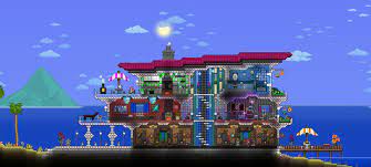 My First Proper House In The 1 4 Stylist Beach Villa Terraria Terraria House Ideas Beach Villa Beach