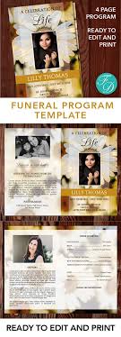 Daisy Funeral Program Template Celebration Of Life Program Yellow Funeral Program Obituary Template Memorial Program Program Template Funeral