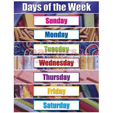 Teachersparadise Com Days Of The Week Cheap Charts Gr Pk 1