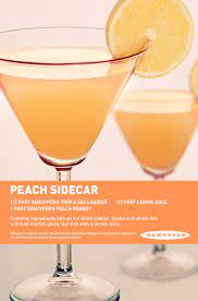 Peach Sidecar Perfect 60 S Cocktail For A Viewing Party This Sunday Mad Men Cocktail Brandy Cocktails Mixed Drinks Recipes Easy Mixed Drink Recipe