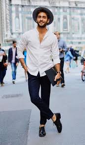 Picture Of A White Shirt Navy Pants Black Shoes And A Black Hat For A Creative Summer Work Look Looking for the best collection of men's pants including jeans, joggers, chinos, sweatpants, and more? white shirt navy pants black shoes