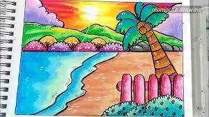 Kumpulan gambar pemandangan pantai berikut ini bisa menjadi inspirasi menggambar atau mewarnai. Pemandangan Pantai Cara Menggambar Dan Mewarnai Gradasi Warna Oil Pastel Untuk Pemula Youtube