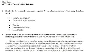 Mgt 3620 Final Exam Organizational Behavior With Answers Organizational Behavior Exam Final Exams