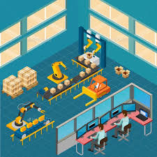 Industrial Shop Floor Composition In 2020 Industrial Shop Isometric Design Animated Banners