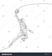Continuous One Line Drawing Basketball Player Jumps Doing Slam Dunk Sport Theme Line Drawing Line Art Drawings One Line Tattoo