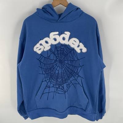 The classic Sp5der hoodie design showcasing its prominent puff print text and web layout, AI generated