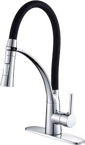 Kitchen faucets 3 hole setups can be hard for some people. Roddex Pullout Kitchen Faucet Solid Brass Single Handle One Hole Kitchen Sink Faucet With 360 Swivel Modern Black Rubber Neck Pull Down Sprayer 3 Hole Deck Plate Polished Chrome Amazon Com