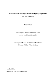 Systemische Wirkung sezernierter Sphingomyelinase bei Entzündung