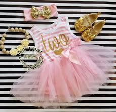 Cute Birthday Clothes For Girls Pink And Gold Striped Birthday Age Tutu Dresses For Toddler Girls For Ages 1 To 4 Toddler Girl Dresses Cute Birthday Outfits Pink And Gold