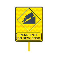 Señales de advertencia para conductores nuevos: Diagrama de 5 pictogramas triangulares de riesgo vial más comunes (curva, pendiente, cruce escolar) en un manual de conductor.