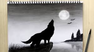 Follow these tips to get the most out of your dry media. Howling Wolf Drawing Black And White How To Draw Wolf Howling At The Moon Drawing Night Scenery Youtube