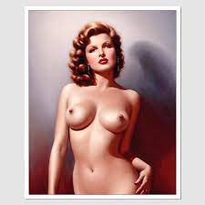 SD-06875 Rita Hayworth A Painting Of A Naked Nude Woman Posing For A  Picture, An Art Deco Painting, inspired by Rick Amor, With Long Wavy Red  Hair, Pinup, Hyper Real Oil Painting,